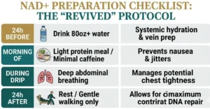 NAD+ Preparation Checklist Infographic